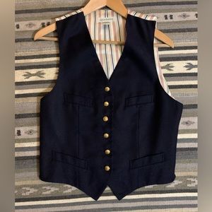 Vintage Banana Republic 100% Wool Navy Vest Size Medium